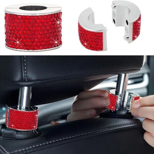 4PCS Crystal Rhinestone Bling Car Headrest Collars, Automotive Magnetic - Image 4