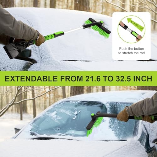 Snow Brush with Ice Scraper 33 inch, 2 in 1 Extendable Snow Removal - Image 3