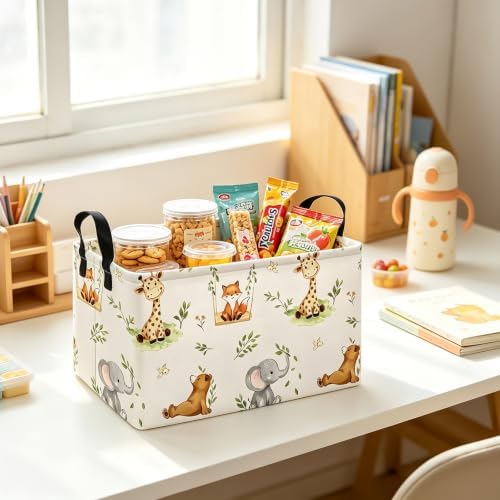 Rectangular Collapsible Jungle Animals Storage Basket Nursery Organizer - Image 5