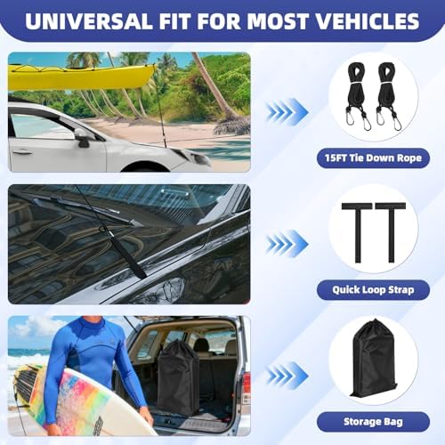 Kayak Roof Rack for Car, Universal Soft Foam Rack Pads for Surfboard - Image 5