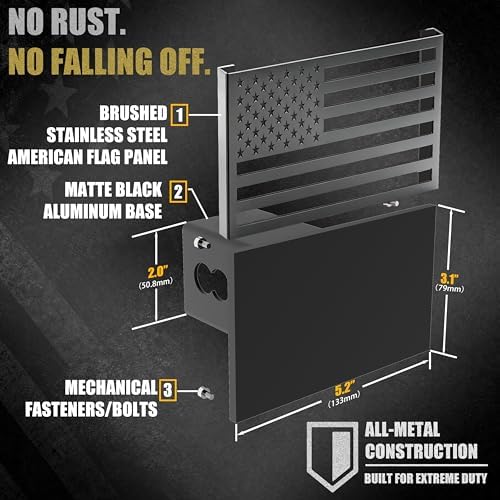 Synrroe Heavy Duty American Flag Trailer Hitch Cover, 2 Inch - Image 5