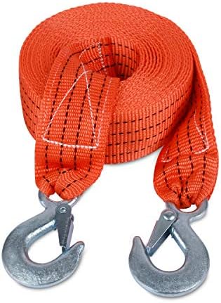Tow Strap with Hooks 2in X20Ft Recovery Strap 10, 000LB Break Strengthened by JCHL
