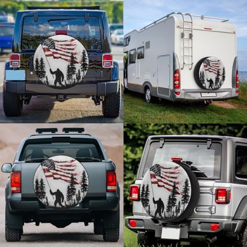 Rv Spare Tire Cover Wheel Bigfoot Flag Mountai Fun Tire Covers Wheel Protectors - Image 6