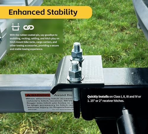 MaxxHaul Hitch Tightener with Rubber Coated Pin Anti‑Rattle Stabilizer - Image 4
