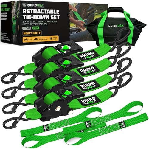 Rhino USA Retractable Ratchet Straps - 2in x 10ft by RhinoUSAInc