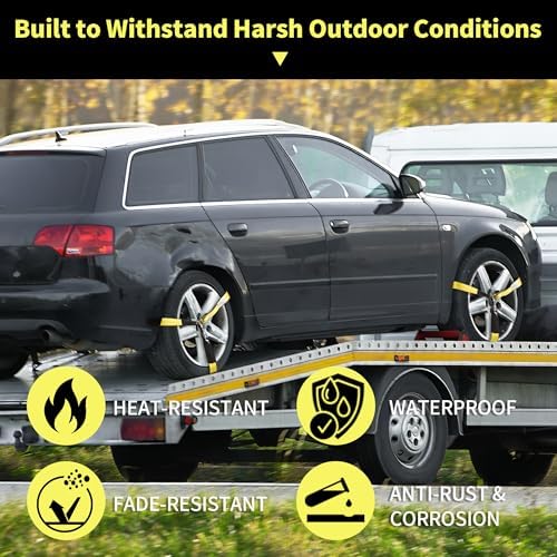 4 Pack Car Tie Down Straps for Trailers, 000LBS Break Strength Wheel Tire Tie - Image 5