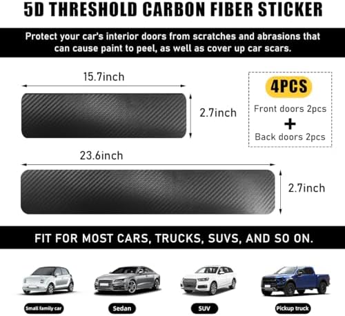 Ohleats 4 PCS Car Door Sill Protectors, Anti Scratch Carbon Fiber Auto - Image 2