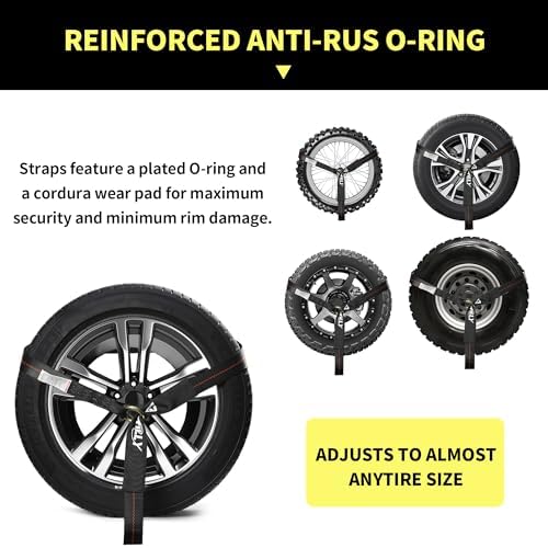 4 Pack Car Tie Down Straps for Trailers, 000 lbs Break Strength, Wheel Tire Tie - Image 2