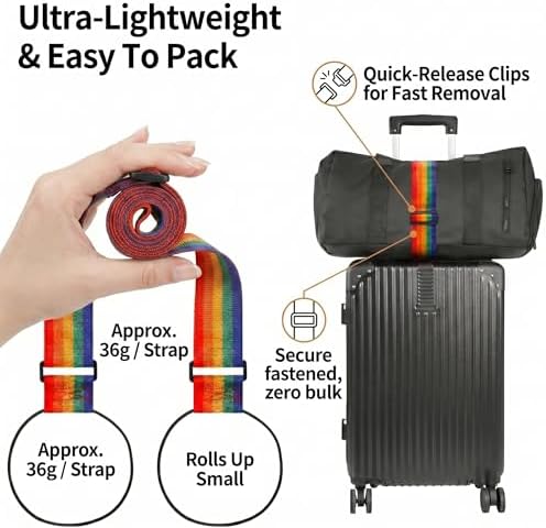 Add-A-Bag Luggage Straps 4 Pack, Adjustable Elastic Bungee Travel Suitcase - Image 6