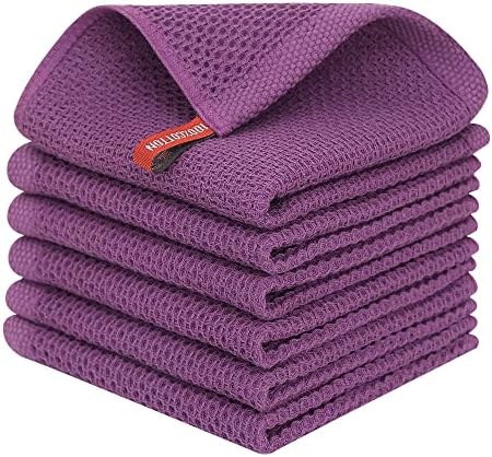 Kitinjoy 100% Cotton Kitchen Dish Cloths, 6 Pack Waffle Weave Ultra Soft by Kitinjoy