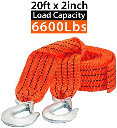 Tow Strap with Hooks 2in X20Ft Recovery Strap 10, 000LB Break Strengthened - Image 4