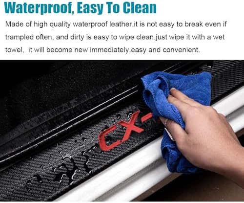 LEXLEY for Mazda 2013-2026 CX-5 Carbon Fiber Style Leather Door Sill Protector - Image 4