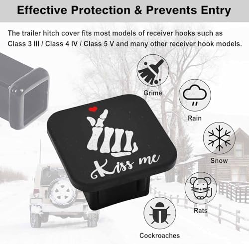 Swono Trailer Hitch Receiver Cover Kiss Me Interesting Pattern 2in Tow Truck Cap - Image 3