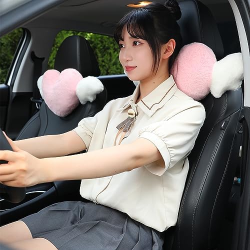 2 Pack Heart Shaped Cute Car Headrest Pillow - Image 3
