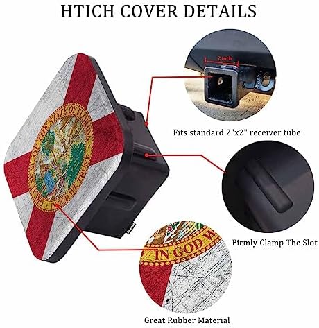 Hitch Receiver Cover Florida Flag, Grunge Florida State Flag 2" Compatible - Image 3