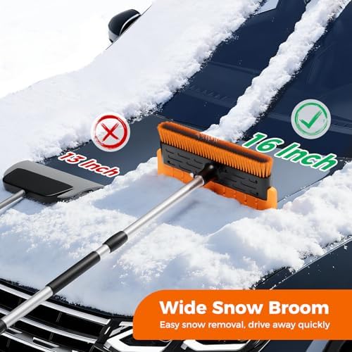 16" Large Snow Brush for Car Windshield, Non-Scratch Snow Scraper, Snow Remover - Image 2