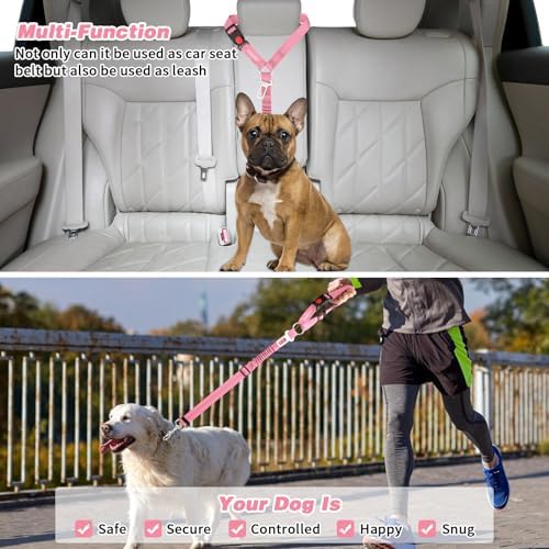 BWOGUE Dog Seat Belt for Car, Reflective Headrest Restraint Bungee Lead - Image 7