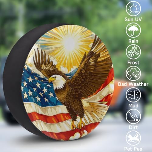 Rv Spare Tire Cover Wheel American Flag Eagle Sun Tire Covers Wheel Protectors - Image 3