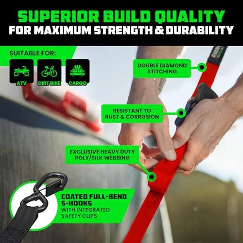 Rhino USA Ratchet Straps Tie Downs - 1in x 15ft - Image 3