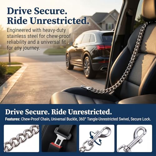 Stainless Steel Dog Car Seat Belt – 31.5" Heavy Duty Pet Safety Restraint Cable - Image 5