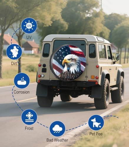 RV Spare Tire Cover 17in with American Eagle USA Flag Universal Fit - Image 6