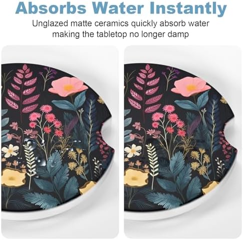 2 Pack Car Cup Holder Coasters, 2.63 Inch Anti Slip Ceramic Absorbent Coaster - Image 5