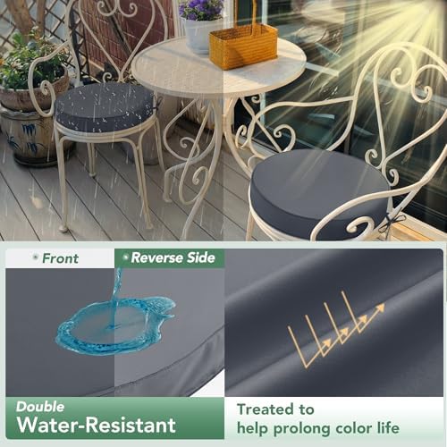 Summsun Outdoor Bistro Chair Cushions Set of 2, Dark Grey - Image 3