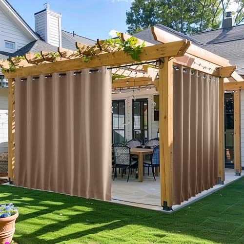 NICETOWN Gazebo Curtains Outdoor Waterproof W100 x L84 in Tan by NICETOWN