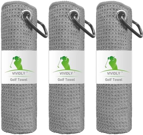 3 Pack 16"x16" Waffle Microfiber Golf Towels by VIVIDLY