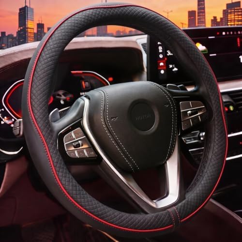 HOTOR Car Leather Steering Wheel Cover Universal 14.5"-15" by HOTOR