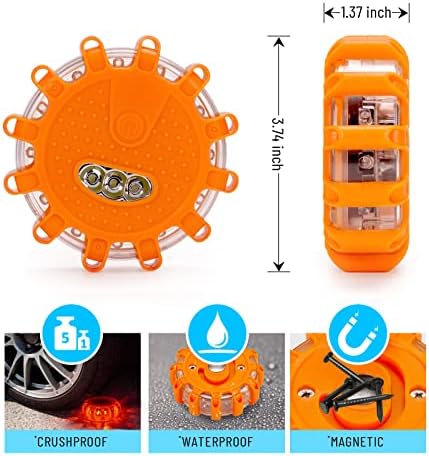 HEIGPAN GP906 LED Road Flares Safety Flashing Warning Lights Kit, Magnetic Base - Image 2