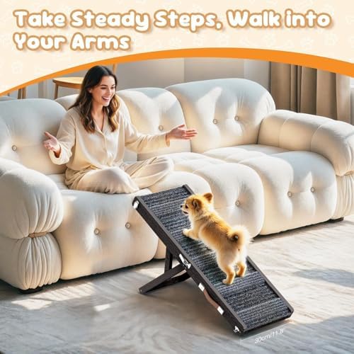 Pawaboo Dog Ramp for Couch Foldable, 5 Ajustable Height from 9.8" to 20.5" - Image 5