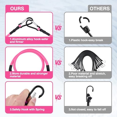WORKPRO 24" Bungee Cords with Hooks, 4 Pack Heavy Duty Outdoor Bungee Strap - Image 2