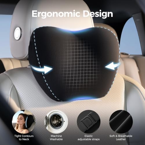 BABUR Car Neck Pillow Ergonomic 100% Memory Foam Headrest - Image 4