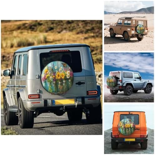 Colorful Flower Spare Tire Cover Waterproof Wheel Cover 16 Inch Universal Fit - Image 4
