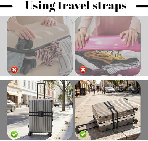 2 Pack Luggage Straps, Adjustable Elastic Bag Bungee Belt 2 Colors Travel - Image 6