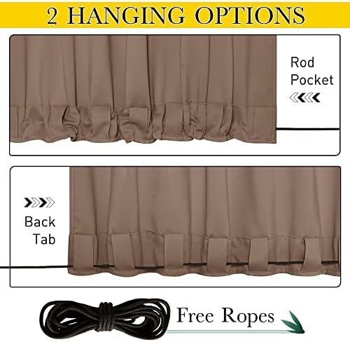 NICETOWN Gazebo Curtains Outdoor Waterproof W100 x L84 in Tan - Image 2