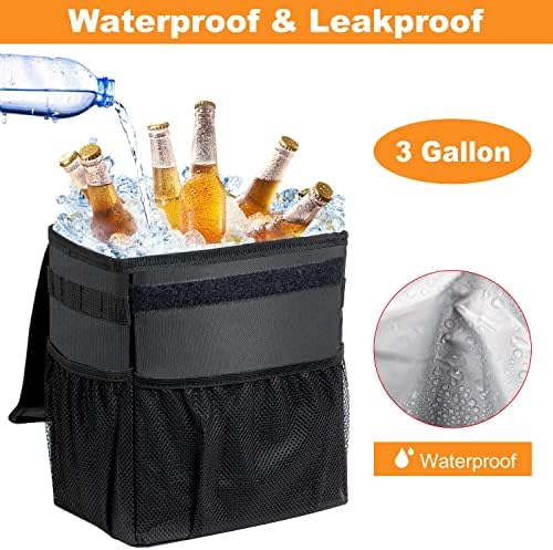 Car Trash Can Foldable Garbage Bin Leakproof 2.3 Gallons Car Trash Bag Black - Image 4