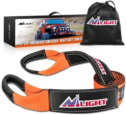Nilight 3" x 8' Tree Saver Tow Strap Lab Tested 31, 500lbs Break Strength by Nilight