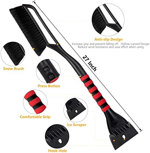 FOVAL 27" Snow Brush with Wider Ice Scraper, Snow Removal Car Brush with - Image 5
