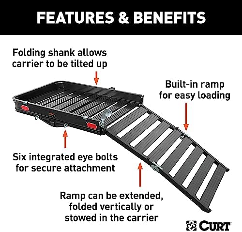 CURT 18112 50 x 30-1/2-Inch Black Aluminum Hitch Cargo Carrier - Image 4
