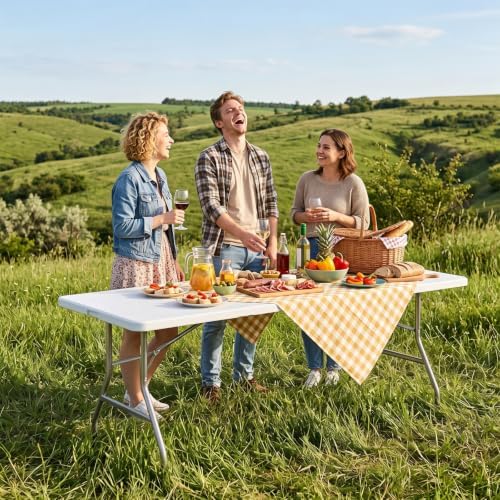 DUMOS 8 FT Folding Picnic Table, Portable Plastic Table - Image 2