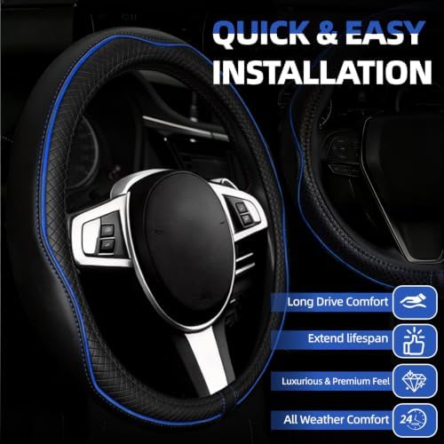 NBTEPEM 6 PCS Car Steering Wheel Cover Set, Microfiber Leather Steering Wheel - Image 2