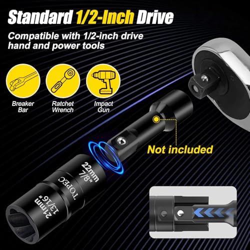 Topec 24mm x 25mm Flip Lug Nut Extractor, 1/2" Drive Lug Nut Removal Tool - Image 4