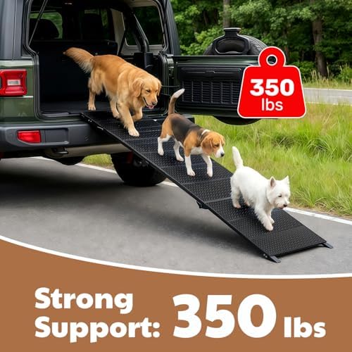 71" Extra Long Dog Ramp for Large Dogs, Heavy Duty Metal Frame Pet Ramp for - Image 4