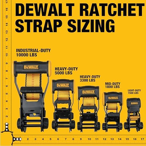 DEWALT 1.5"×16'×5, 000 lbs Heavy-Duty Ratchet Straps - Image 3