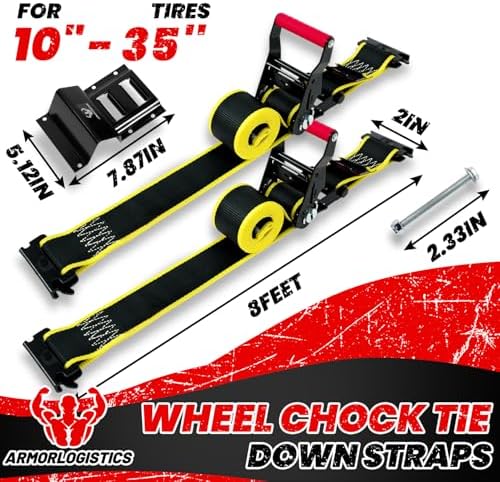 4Pack UTV Wheel Chock Tie-Down Kit, 2 in x 8 ft Heavy Duty Trailer Tire Straps - Image 5