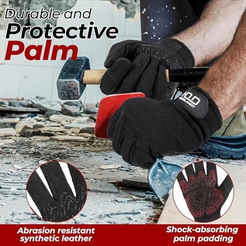 HANDLANDY Work Gloves for Men & Women, Utility Mechanic Working Gloves Touch - Image 2