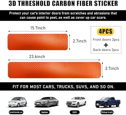 Ohleats 4 PCS Car Door Sill Protectors, Anti Scratch Carbon Fiber Auto - Image 2