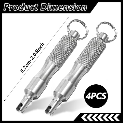 4 PCS Valve Core Removal Tool Keychain, Stainless Steel Tire Valve Stem Tool - Image 2